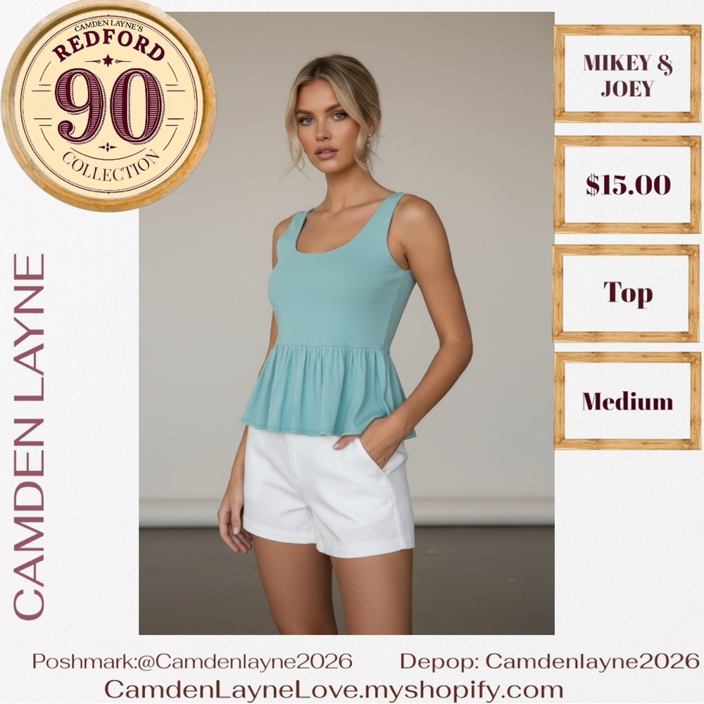 Camden Layne Blue Peplum Tank Top